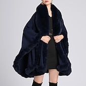 billige Sjaler &amp; Innpakninger-Pelssjal Sjale Sjal til kvinner Elegant Hold Varm Ermeløs Fuskepels Bryllup Wrap Med Ren Farge Til Bryllup Høst vinter