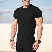 cheap Men's Casual T-shirts-Men's T Shirt Tee Top Short Sleeves Crew Neck Summer Plain Fashion Designer Basic Vacation Street Going out Black Light Blue Top Tee for Men