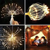 billige Julelys-led fyrverkeri lys utendørs vanntett hengende starburst string lys for ferie dekor fairy new year lys