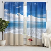 abordables Cortinas y cortinajes-Cortinas opacas de 2 paneles, cortinas para sala de estar, dormitorio, cocina, tratamientos de ventanas, oscurecimiento de habitación con aislamiento térmico