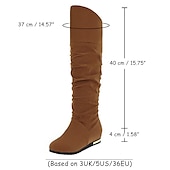 levne Slouch Boots-dámské ploché boty ke kolenům, boty z umělého semiše ve více barvách na podzimní a zimní nošení