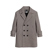 billiga Pojkars trenchcoats-Barn Unisex Yllerock Ytterkläder Ensfärgat Långärmad Ficka Knappar Täcka Skola Mode Dagligen Kaki Grå Vår Höst 7-13 år