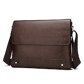 cheap Men&#039;s Bags-Men&#039;s Brown Faux Leather Messenger Bag - Classic Crossbody Design with Adjustable Strap, Perfect for Work or Travel