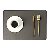 billige Placemats &amp; Coasters &amp; Trivets-vinyl dekkematte vanntett pu lær varmebestandig spisebord bord bord plate matte juledekor høst kjøkken bord matter innendørs utendørs