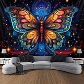 levne Tapiserie Blacklight-blacklight gobelín uv reaktivní záře ve tmě záře party neon trippy mlhavý motýl závěsný gobelín nástěnná malba pro obývací pokoj ložnice