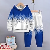 abordables Vision 3D et Géométrie du Garçon-Garçon 3D Motif de flocon de neige Coffrets de Noël Ensemble sweat à capuche et pantalon de survêtement manche longue 3D effet Automne Hiver Actif Mode Frais Enfants 3-12 ans Capuche Extérieur