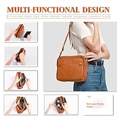 cheap Handbag &amp; Totes-Women&#039;s Vintage Three-Layer Leather Crossbody Shoulder &amp; Clutch Bag – Multi-Compartment Design for Casual, Work, and Travel Use