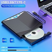 abordables Cables y adaptadores-Reproductores de cd/dvd externos con 4 usb con luces led para ordenadores personales, reproductores de cd/dvd. Lector de tarjetas extensor multifunción tipo c para windows/liunx/mac os/para mac