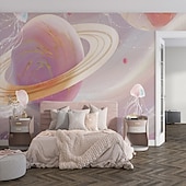 voordelige Behang-3d muurschildering behang zonnestelsel galaxy planet muursticker die print peel en stick verwijderbare pvc/vinyl materiaal zelfklevend/lijm vereist muur decor muurschildering voor woonkamer slaapkamer