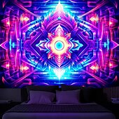 お買い得  ブラックライトタペストリー-ブラックライトタペストリー UV反応性、暗闇で光る、光るパーティー、ネオントリッピー、ミスティマンダラ、ボヘミアン吊り下げタペストリー、リビングルーム、寝室用ウォールアート壁画