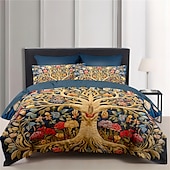 abordables Ensembles de housse de couette-Ensemble de housse de couette à motif d&#039;arbre de vie médiéval, ensemble de literie en coton de luxe doux 3 pièces, décoration de maison, cadeau, housse de couette king queen