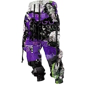 abordables pantalones de chándal-Pintada Abstracto Hombre Impresión 3D Pantalones de Deporte Pantalón Jogger Pantalones Exterior Calle Casual Diario Poliéster Rojo Azul Morado S M L Media cintura Elasticidad Pantalones