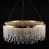 preiswerte Kronleuchter-Deckenleuchten, moderne LED-Kronleuchterlampe, moderner Kristallkronleuchter, kompatibel mit Wohnzimmer, goldene runde Kristalllampe, luxuriöse Wohndekorleuchte, LED-Hängeleuchte, moderne