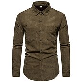 economico camicia da uomo con bottoni-Per uomo Camicia Maglietta informale Camicia di velluto a coste Nero Giallo Rosa Viola Marrone Manica lunga Liscio Bavero Strada Da mare Di base Abbigliamento Di tendenza Comodo