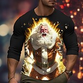 levne Santa Claus tričko-Vánoce Pánské Grafika Ježíšek Tričko Dlouhý rukáv tričko 3D tisk Tričkový Košile Módní Designové Na běžné nošení Outdoorové sporty Dovolená Jdeme ven Černá Žlutá Bordó Jaro &amp; podzim Oblečení S M L XL