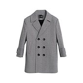 billiga Pojkars trenchcoats-Barn Unisex Yllerock Ytterkläder Ensfärgat Långärmad Ficka Knappar Täcka Skola Mode Dagligen Kaki Grå Vår Höst 7-13 år