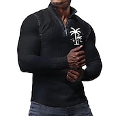 abordables Polo Classique pour Hommes-Homme Chemises Polo Gaufre Polos de Golf manche longue Polos Fermeture éclair Occasionnel Décontracté Quotidien Automne &amp; Hiver Noir Blanche Abricot