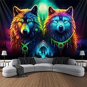 billige Blacklight -billedvev-blacklight billedvev uv reaktiv glød i mørket glød party neon trippy tåkete ulver dyr hengende billedvev veggkunst veggmaleri for stue soverom