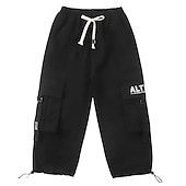 cheap Bottoms-Kids Boys Pants Trousers Pocket Solid Color Keep Warm Comfort Pants School Sports Daily Black Coffee