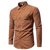 economico camicia da uomo con bottoni-Per uomo Camicia Maglietta informale Camicia di velluto a coste Nero Giallo Rosa Viola Marrone Manica lunga Liscio Bavero Strada Da mare Di base Abbigliamento Di tendenza Comodo