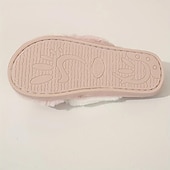 preiswerte Damenslipper &amp; Flip-Flops-Flauschige Plüsch-Hausschuhe mit Querriemen für Damen – weiche Hausschuhe aus Fleece für den Innenbereich für Komfort und Wärme