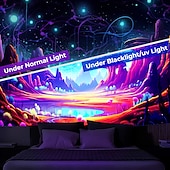 billige Blacklight -billedvev-blacklight billedvev uv reaktiv glød i mørket glød party neon trippy tåkete fjellsopp hengende billedvev veggkunst veggmaleri for stue soverom
