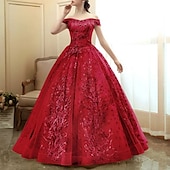 ieftine Rochii de Banchet-Rochii aurii A-Line Rochii cocktail Rochie elegantă Invitată la nuntă Lungime de ceai Fără mâneci Off shoulder Satinat cu pliuri Aplicații rochie să impresionezi