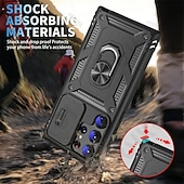 baratos Capa Samsung-Capinha para Samsung Galaxy S23 S22 Plus Ultra S21 Ultra A14 A54 A52 S25 Ultra Capa Traseira com Suporte Anel Protetor de Lente de Câmera PC