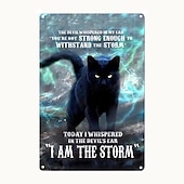 cheap Metal Tin Sign-1pc Retro Metal Tin Sign Cute Cat Tin Sign Vintage Kitchen Signs Wall Decor, Painting Wall Hanging for Home Decor Wall Art Metal Tin Sign 20x30cm/8&#039;&#039;x12&#039;&#039;