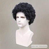abordables Perruques Synthétiques Sans Bonnet-10 pouces afro crépus bouclés perruques de cheveux pour hommes moelleux doux perruques de remplacement de cheveux entièrement fabriqués à la machine perruques de cheveux synthétiques couleur noire