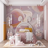 voordelige Behang-3d muurschildering behang zonnestelsel galaxy planet muursticker die print peel en stick verwijderbare pvc/vinyl materiaal zelfklevend/lijm vereist muur decor muurschildering voor woonkamer slaapkamer