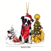 ieftine Ornamente pentru pomul de Crăciun-creativ pandantiv mașină nouă câine de Crăciun ornament de om de zăpadă pandantiv brad de Crăciun pandantiv rucsac acrilic cadou de Crăciun