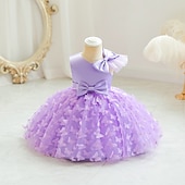 abordables Robes de fête-Bébé Fille Robe de fête Couleur unie Sans Manches Utilisation Mariage Le style mignon Princesse Polyester Mi-long Eté 3-7 ans Multicouleur Pâte de haricots rouges Champagne