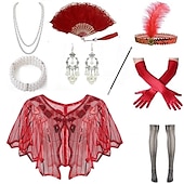 economico Sciarpe &amp; Wrap-Retrò Vintage Anni Ruggenti Anni 1920 Abiti Fascia Flapper Set di accessori Il grande Gatsby Invitato al matrimonio Paillettes Paillettes Per donna Halloween Carnevale Mascherata Carnevale Festa