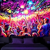 preiswerte Blacklight -Wandteppiche-Schwarzlicht-Wandteppich, UV-reaktiv, leuchtet im Dunkeln, Party, Neon, Trippy, Misty Bar, Konzert, Wandteppich, Wandbild für Wohnzimmer, Schlafzimmer