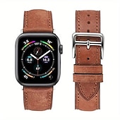 cheap Apple Watch Bands-Leather Band Compatible with Apple Watch band 38mm 40mm 41mm 42mm 44mm 45mm 49mm Rugged Luxury Adjustable Genuine Leather Strap Replacement Wristband for iwatch Series Ultra 8 7 SE 6 5 4 3 2 1