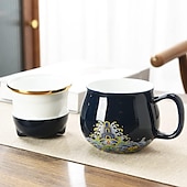 economico Bicchieri-set da tè da viaggio tazza da tè portatile in ceramica gatto fortunato - perfetto per viaggi, ufficio o come regalo!