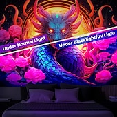 Χαμηλού Κόστους Μαύρισμα ταπετσαρία-blacklight ταπετσαρία uv αντιδραστική λάμψη στη σκοτεινή λάμψη πάρτι νέον trippy ομιχλώδης δράκος κρεμαστή ταπετσαρία τοίχου τοιχογραφία για κρεβατοκάμαρα σαλονιού