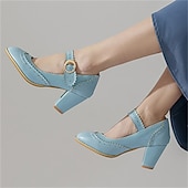 preiswerte Block Heels-Weiße Mary-Jane-Pumps im Vintage-Stil für Damen – Retro-Brogue-Pumps mit gewelltem Riemen und Blockabsatz, elegante Abendschuhe für Hochzeiten und besondere Anlässe