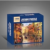 economico Puzzle-creativo 1000 pezzi di carta bianca piatta carta addensata puzzle circolare luna amore mare puzzle giocattolo per adulti