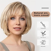 economico parrucca più vecchia-parrucche corte per le donne parrucca naturale a strati, stile ondulato diverso per le donne bianche