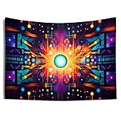 זול שטיחי קיר של Blacklight-blacklight שטיח uv תגובתי זוהר בחושך מסיבת ניאון טריפי ערפילי צבעוני מנדלה תלוי שטיח קיר אמנות קיר לחדר שינה בסלון