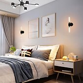 abordables Apliques de pared para interior-Aplique de pared LED, lámpara de pared negra de estilo nórdico con pantalla de tambor de vidrio metálico, iluminación de pared, lámpara de lectura, para mesita de noche, dormitorio 110-240v
