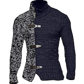 levne pánský svetr cardigan-Pánské Svetr Cardigan Masivní kardigan Oříznutý svetr Kabel Plést Standardní Zip Tlačítko Barevné bloky Stojáček Vinobraní protažení Ležérní Denní nošení Oblečení Klínové rukávy Podzim Zima Černá Bílá