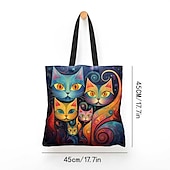 economico Borsette e borse tote-borsa tote da donna con stampa di gatti colorati, design artistico con grande capacità, perfetta per l&#039;uso quotidiano o per lo shopping