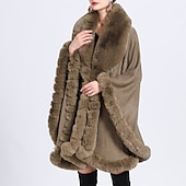 billige Sjaler &amp; Innpakninger-Pelssjal Sjale Sjal til kvinner Elegant Hold Varm Ermeløs Fuskepels Bryllup Wrap Med Ren Farge Til Bryllup Høst vinter