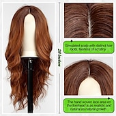 economico Parrucche trendy sintetiche-parrucca ondulata lunga ombre castano ramato per donna parrucca riccia parte centrale da 26 pollici parrucca in fibra sintetica resistente al calore dall&#039;aspetto naturale per l&#039;uso quotidiano nelle