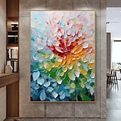 abordables Peintures fleurs/botaniques-palette peinte à la main kinfe peinture à l&#039;huile florale art mural fait à la main grandes fleurs peinture art mural original abstrait arbre peinture sur toile abstraite moderne coloré peinture décor