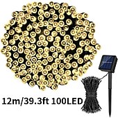 economico Striscie luci ad energia solare-1 stringa di luci solari per esterni - 8 modalità di luce decorativa da giardino, illuminazione notturna d&#039;atmosfera per balconi esterni, decorazioni per Natale, Halloween, San Valentino e feste