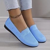 Women's Navy Blue Knit Loafers – Breathable Slip-On Casual Flats for Comfort and Everyday Wear 28